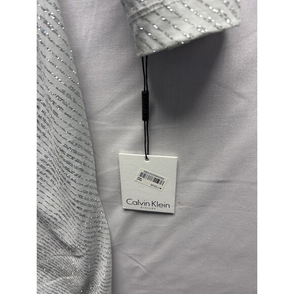 Calvin Klein Silver Sparkle Sheath Dress 3/4 Sleeve Formal Boat Neck Women’s 12 - Picture 4 of 12